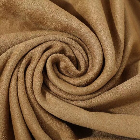 Khaki Casual Women's Faux Deerskin Velvet With Zipper Back Slit Skirt - Picture 7 of 7